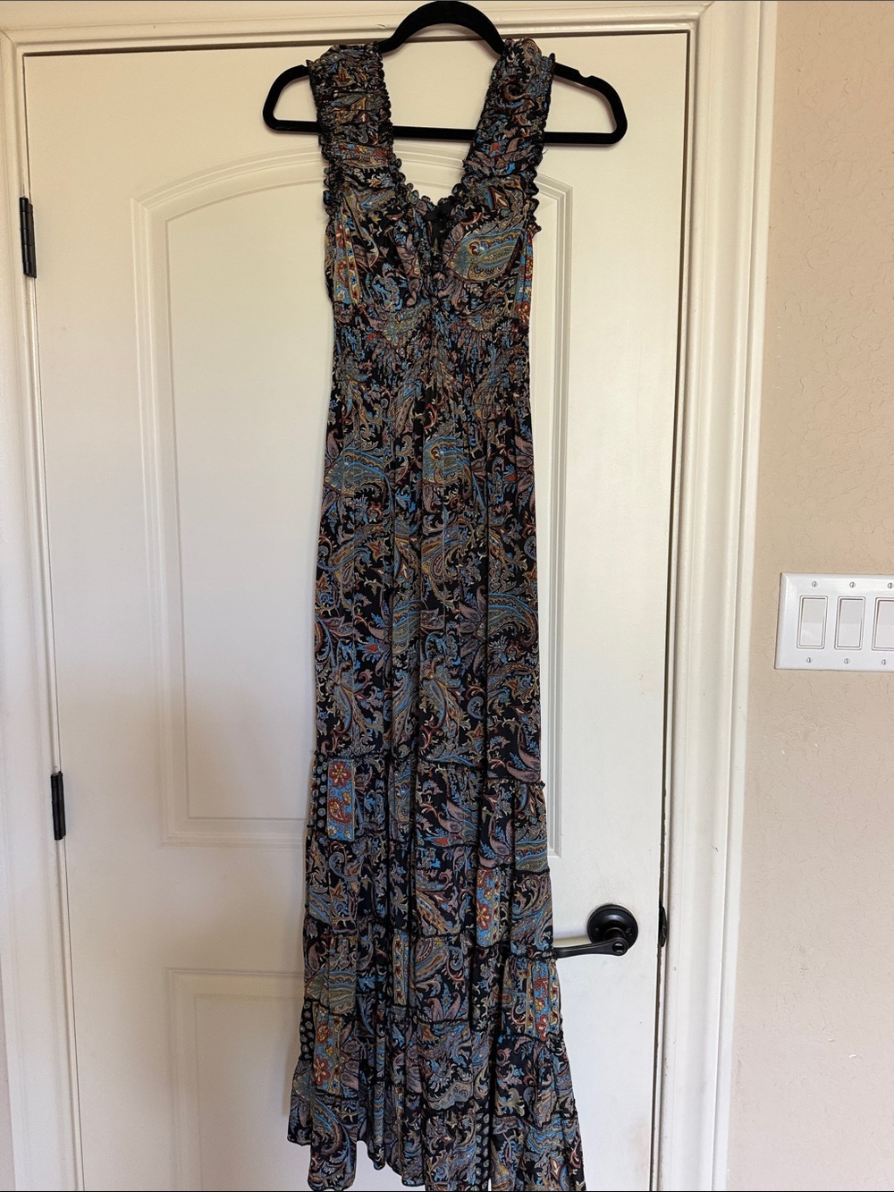 Source Unknown Paisley Maxi Dress in Black and Blue